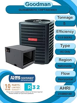 Amazon.com: Goodman 5 TON 13.8 SEER2 R-32 AC Only System